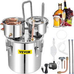 VEVOR Moonshine Still Water Alcohol Distiller 50L w/Thumper Keg & Water Pump