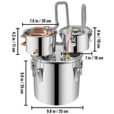 3 Pot 12L Alcohol Distiller Water Wine Boiler Home Brew Moonshinestill