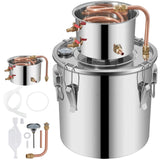 Moonshine Still 3 Gal 12L Stainless Steel Water Alcohol Distiller Copper Tube Home Brewing Kit Build-in Thermometer for DIY Whisky Wine Brandy, 3Gal, Sliver