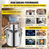 Moonshine Still 3 Gal 12L Stainless Steel Water Alcohol Distiller Copper Tube Home Brewing Kit Build-in Thermometer for DIY Whisky Wine Brandy, 3Gal, Sliver