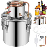 Moonshine Still 3 Gal 12L Stainless Steel Water Alcohol Distiller Copper Tube Home Brewing Kit Build-in Thermometer for DIY Whisky Wine Brandy, 3Gal, Sliver