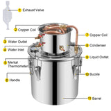 Moonshine Still 3 Gal 12L Stainless Steel Water Alcohol Distiller Copper Tube Home Brewing Kit Build-in Thermometer for DIY Whisky Wine Brandy, 3Gal, Sliver