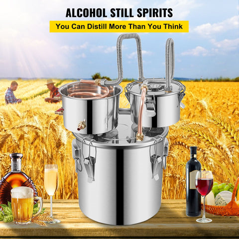 30L 8Gal Alcohol Distiller Water Spirit Boiler Home Brew Copper Alcohol Still