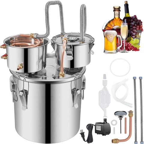 30L 8Gal Alcohol Distiller Water Spirit Boiler Home Brew Copper Alcohol Still