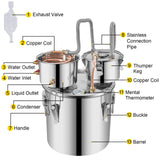 30L 8Gal Alcohol Distiller Water Spirit Boiler Home Brew Copper Alcohol Still