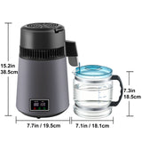 Home Water Distiller Distilled Water Maker 4 L with Dual Temp Display Grey