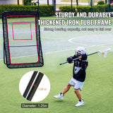 Lacrosse Rebounder for Backyard, 5x7 Ft Volleyball Bounce Back Net, Pitchback Throwback Baseball Softball Return Training Screen, Adjustable Angle Shooting Practice Training Wall with Target