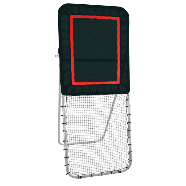 Folding Lacrosse Rebounder for Backyard, 3x8 Ft Volleyball Bounce Back Net, Pitchback Throwback Baseball Softball Return Training Screen, Adjustable Angle Shooting Practice Training Wall, Black