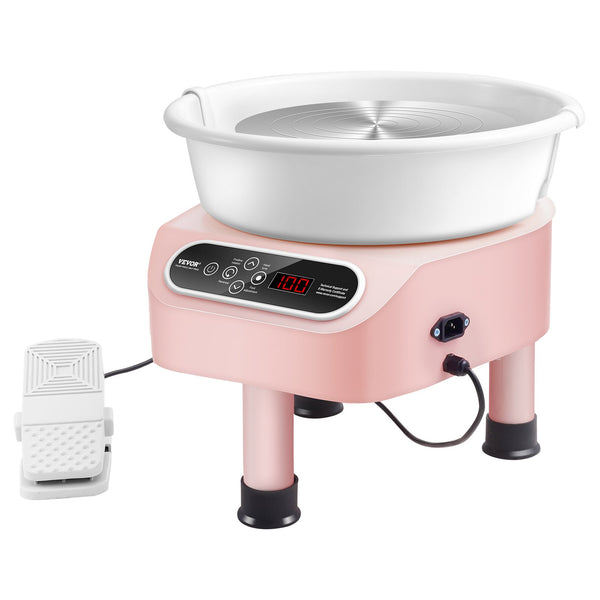 VEVOR Pottery Wheel, 10 inch Pottery Forming Machine, 350W Electric Wheel for Pottery with Foot Pedal and LCD Touch Screen, Direct Drive Ceramic Wheel with 3 Support Legs for DIY Art Craft, Pink
