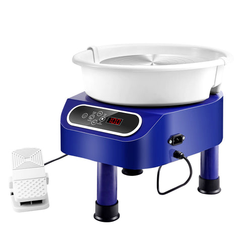 Pottery Wheel, 11 inch Pottery Forming Machine, 450W Electric Wheel for Pottery with Foot Pedal and LCD Touch Screen, Direct Drive Ceramic Wheel with 3 Support Legs for DIY Art Craft, Blue