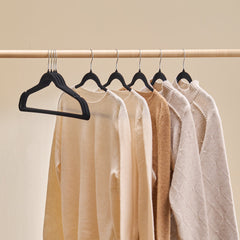 VEVOR Velvet Hangers 50 Pack Black Non-Slip Hangers with 360 Degree Swivel Hook