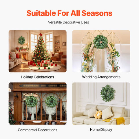 Artificial Decorative Wreath 66.04 cm Green Eucalyptus Leaves Year Round