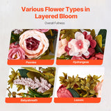 Artificial Decorative Wreath 48.26 cm Pink Peonies Hydrangeas Year Round