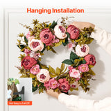 Artificial Decorative Wreath 48.26 cm Pink Peonies Hydrangeas Year Round