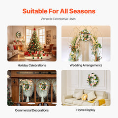 VEVOR Artificial Decorative Wreath 60.96 cm White Pink Yellow Peonies Hydrangeas