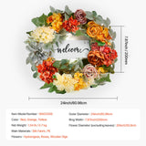 Artificial Decorative Wreath 60.96 cm Red Orange Yellow Hydrangeas Roses