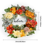 Artificial Decorative Wreath 60.96 cm Red Orange Yellow Hydrangeas Roses
