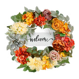 Artificial Decorative Wreath 60.96 cm Red Orange Yellow Hydrangeas Roses