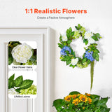 Artificial Decorative Wreath 58.42 cm Blue White Green Hydrangeas Roses