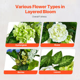 Artificial Decorative Wreath 58.42 cm Blue White Green Hydrangeas Roses