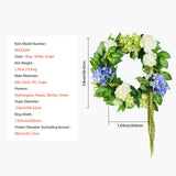 Artificial Decorative Wreath 58.42 cm Blue White Green Hydrangeas Roses