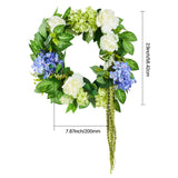 Artificial Decorative Wreath 58.42 cm Blue White Green Hydrangeas Roses