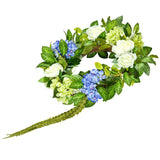 Artificial Decorative Wreath 58.42 cm Blue White Green Hydrangeas Roses