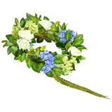 Artificial Decorative Wreath 58.42 cm Blue White Green Hydrangeas Roses
