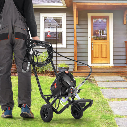 Stand Airless Paint Sprayer, 750W 3000PSI High Efficiency Electric Airless Sprayer With Cart, Fine And Even Painting Effect, Paint Sprayers for Home Interior and Exterior Furniture and Fences