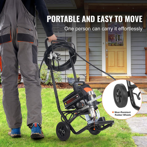 Stand Airless Paint Sprayer, 950W 3000PSI High Efficiency Electric Airless Sprayer With Cart, Fine And Even Painting Effect, Paint Sprayers for Home Interior and Exterior Furniture and Fences