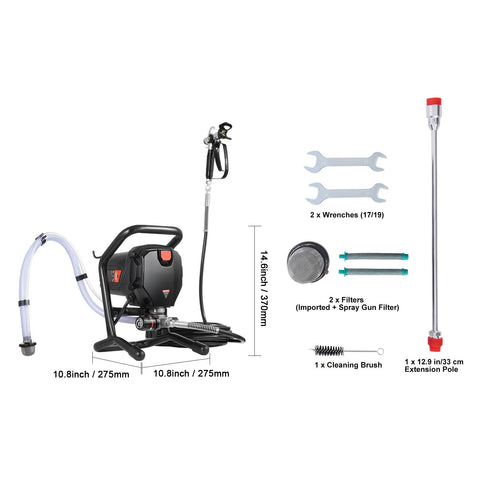 Stand Airless Paint Sprayer, 750W 3000PSI High Efficiency Electric Airless Sprayer, Fine And Even Painting Effect, Handheld Paint Sprayers for Home Interior and Exterior Furniture and Fences