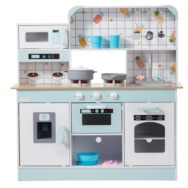 VEVOR Kitchen Playset Kids Pretend Cooking Play Toy 24 Piece Accessories White