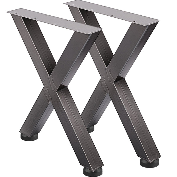 Set of 2 Steel Table Legs, 28'Height 24'Wide Dining Table Legs, Heavy Duty 3.1" Square Box Section X Frame Table Legs, 28x24x3.1 Inch Original Color Industrial Country Style Metal Dining Legs