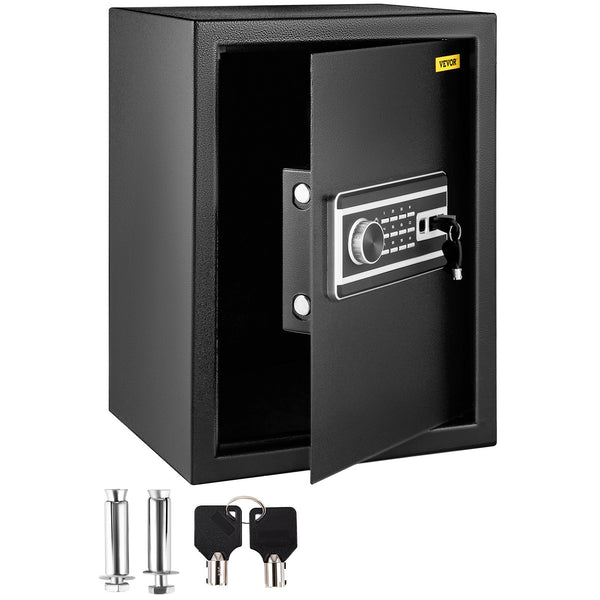 Safe Box, 2.1 CU.FT Fingerprint Safe Box for Money w/ 2 Keys & Digital Keypad, Q235 Steel Safe Box for Storing Cash, Jewelry, Pistols, Documents, Watches in Home & Office & Hotel