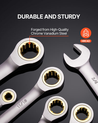 Combination Wrench Set 24 PCS SAE 1/4" - 7/8" Metric 8-19mm Organizer Rack