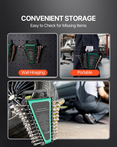 Combination Wrench Set 24 PCS SAE 1/4" - 7/8" Metric 8-19mm Organizer Rack