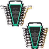 Combination Wrench Set 24 PCS SAE 1/4" - 7/8" Metric 8-19mm Organizer Rack
