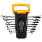 Combination Wrench Set 8-Piece Metric 8 mm to 19 mm with Organizer Rack