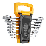 Combination Wrench Set 8-Piece Metric 8 mm to 19 mm with Organizer Rack