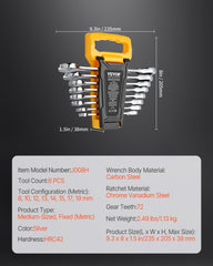 VEVOR Combination Wrench Set 8-Piece Metric 8 mm to 19 mm with Organizer Rack