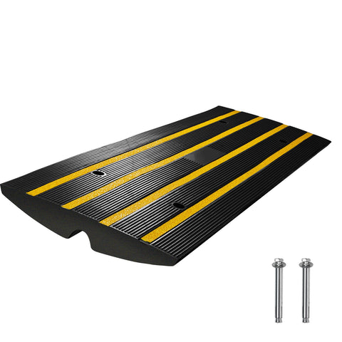 Curb Ramp, 6.5 cm Rise Rubber Driveway Ramps, Heavy Duty 15 tons Weight Capacity Threshold Ramp, Curbside Bridge Ramps for Loading Dock Garage Sidewalk, Expandable Full Ramp Set