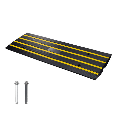 Curb Ramp, 6.5 cm Rise Rubber Driveway Ramps, Heavy Duty 15 tons Weight Capacity Threshold Ramp, Curbside Bridge Ramps for Loading Dock Garage Sidewalk, Expandable Full Ramp Set