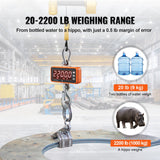 Digital Crane Scale, 2200 lbs/1000 kg, Industrial Heavy Duty Hanging Scale with Remote Control, Cast Aluminum Case & LED Screen, High Precision for Construction, Factory, Farm, Hunting (Orange)