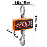 Digital Crane Scale, 2200 lbs/1000 kg, Industrial Heavy Duty Hanging Scale with Remote Control, Cast Aluminum Case & LED Screen, High Precision for Construction, Factory, Farm, Hunting (Orange)
