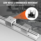 Linear Guide Rail Set, SBR16 2000mm, 2 PCS 78.7 in/2000 mm SBR16 Guide Rails and 4 PCS SBR16UU Slide Blocks, Linear Rails and Bearings Kit for Automated Machines DIY Project CNC Router Machines