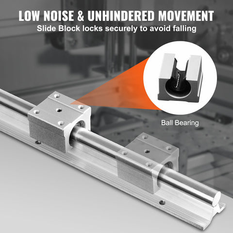 Linear Guide Rail Set, SBR16 2000mm, 2 PCS 78.7 in/2000 mm SBR16 Guide Rails and 4 PCS SBR16UU Slide Blocks, Linear Rails and Bearings Kit for Automated Machines DIY Project CNC Router Machines