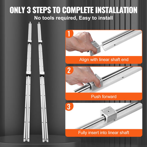 Linear Guide Rail Set, SBR16 2000mm, 2 PCS 78.7 in/2000 mm SBR16 Guide Rails and 4 PCS SBR16UU Slide Blocks, Linear Rails and Bearings Kit for Automated Machines DIY Project CNC Router Machines