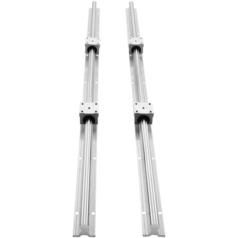 Linear Guide Rail Set, SBR20 1000mm, 2 PCS 39.4 in/1000 mm SBR20 Guide Rails and 4 PCS SBR20UU Slide Blocks, Linear Rails and Bearings Kit for Automated Machines DIY Project CNC Router Machines