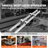 Linear Guide Rail Set, SBR20 1000mm, 2 PCS 39.4 in/1000 mm SBR20 Guide Rails and 4 PCS SBR20UU Slide Blocks, Linear Rails and Bearings Kit for Automated Machines DIY Project CNC Router Machines