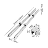 Linear Guide Rail Set, SBR20 1000mm, 2 PCS 39.4 in/1000 mm SBR20 Guide Rails and 4 PCS SBR20UU Slide Blocks, Linear Rails and Bearings Kit for Automated Machines DIY Project CNC Router Machines